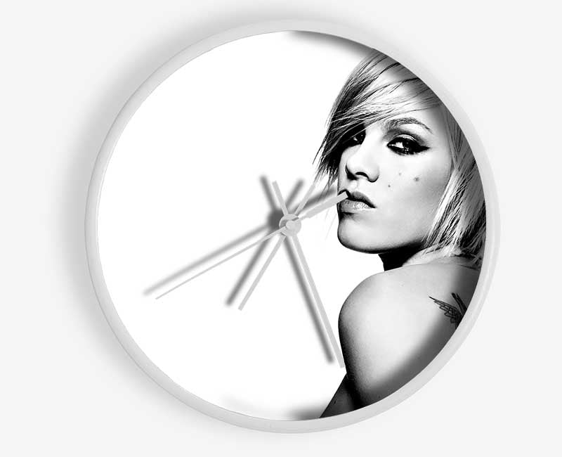 Pink Tattoo B n W Clock - Wallart-Direct UK