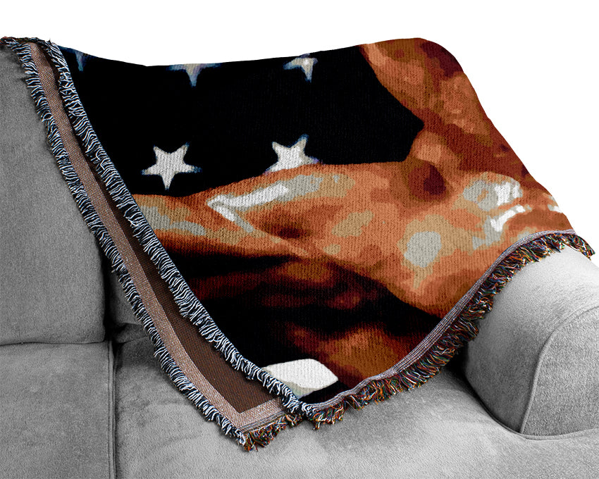 Rocky American Flag Woven Blanket