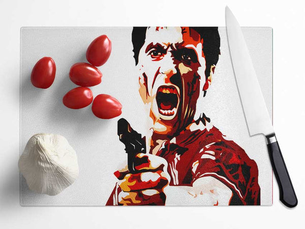 Scarface Al Pacino Red Glass Chopping Board