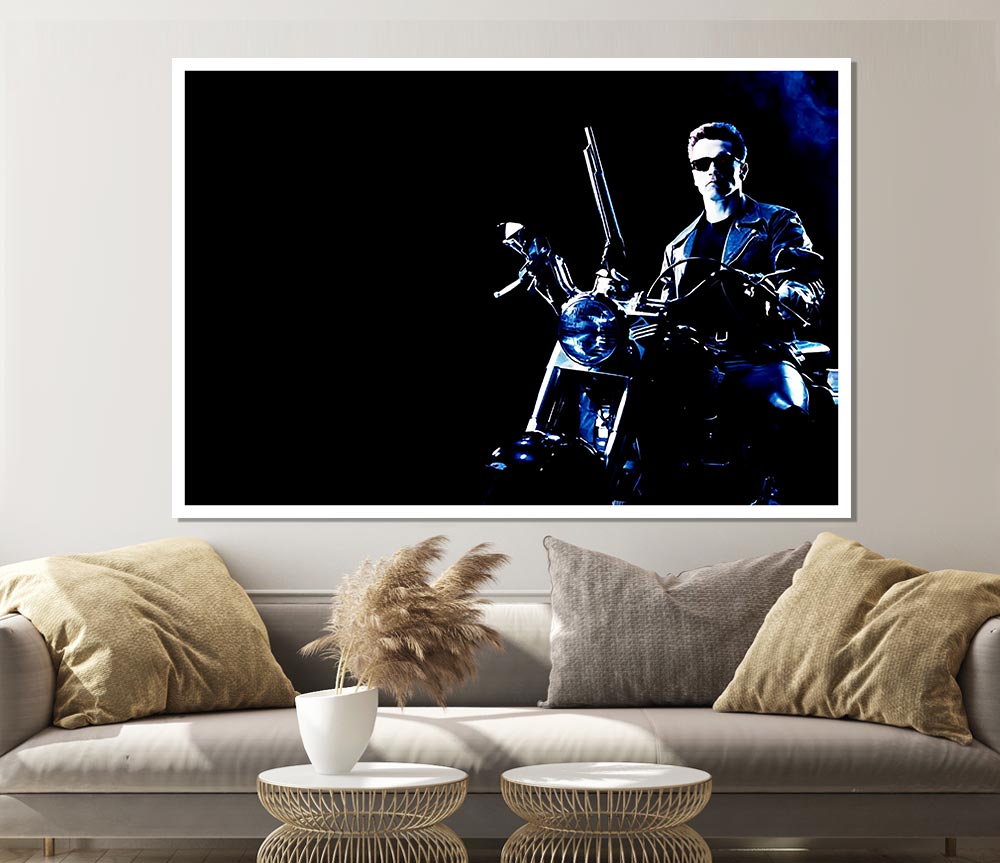 Terminator Bike Blue Print Poster Wall Art