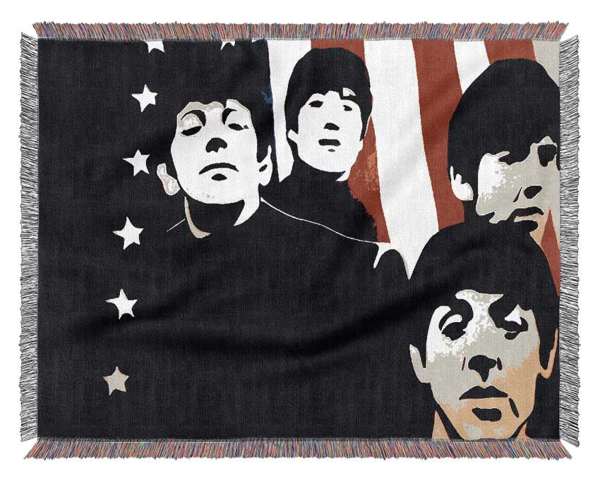 The Beatles American Flag Woven Blanket