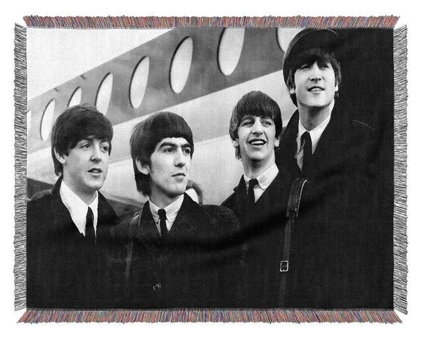 The Beatles Just Landed Woven Blanket