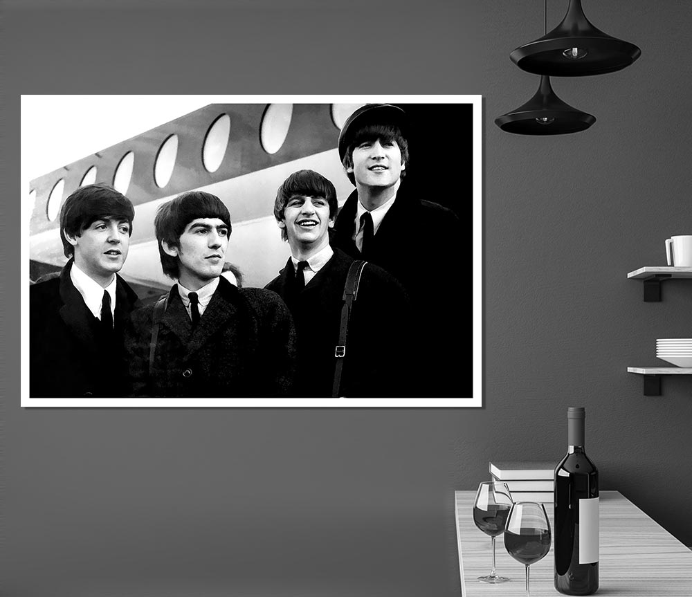 The Beatles Just Landed Print Poster Wall Art