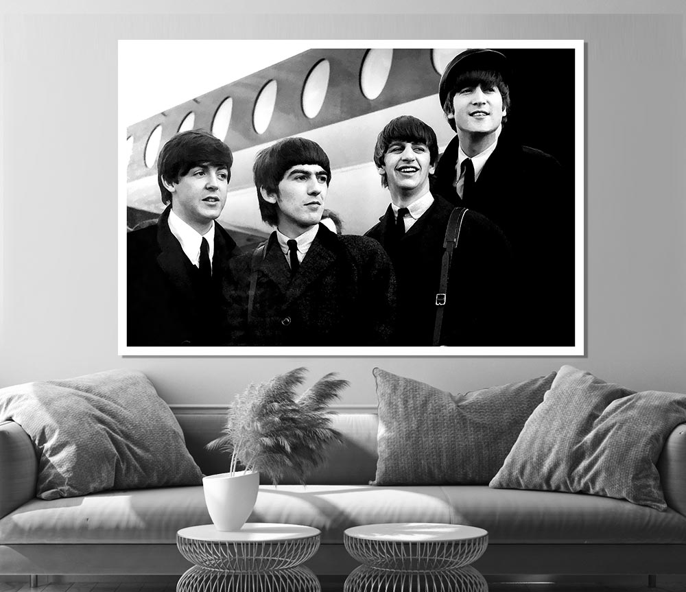 The Beatles Just Landed Print Poster Wall Art