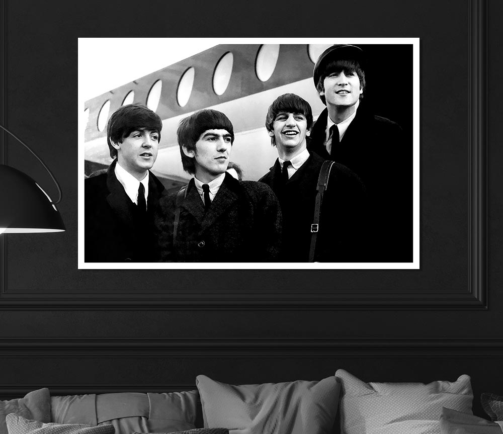 The Beatles Just Landed Print Poster Wall Art