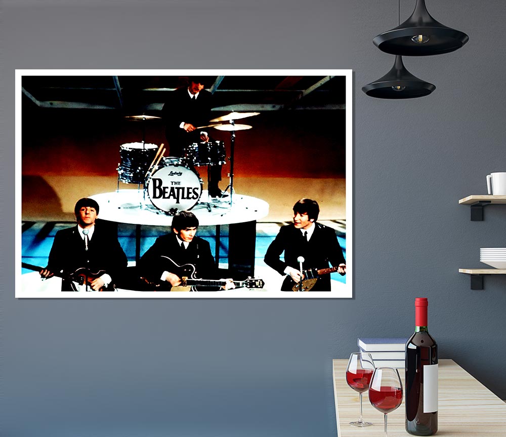 The Beatles On Stage Print Poster Wall Art