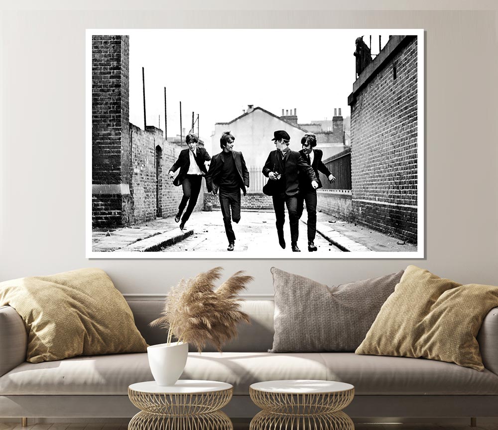 The Beatles Running Print Poster Wall Art