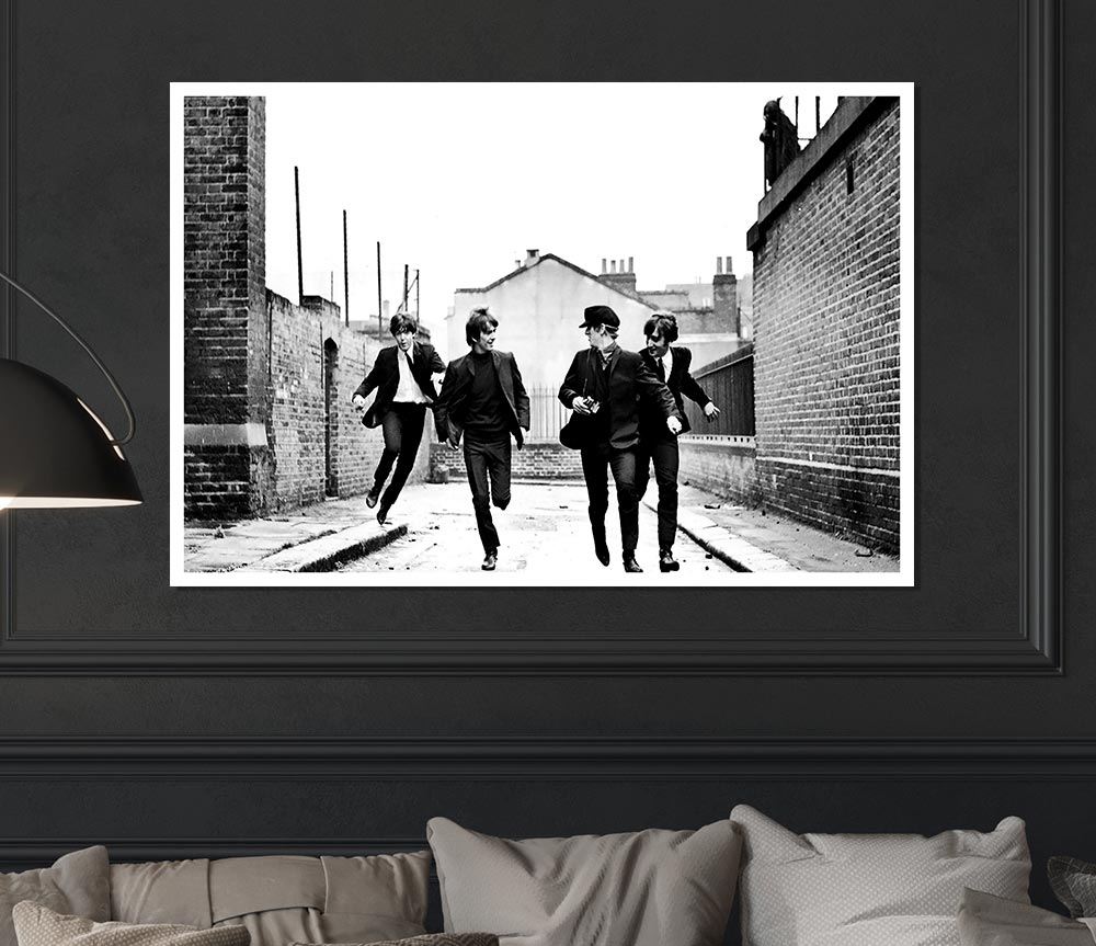 The Beatles Running Print Poster Wall Art