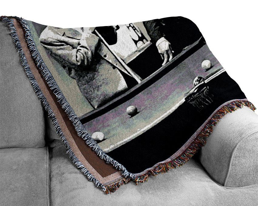 The Rat Pack 4 Playing Pool Woven Blanket