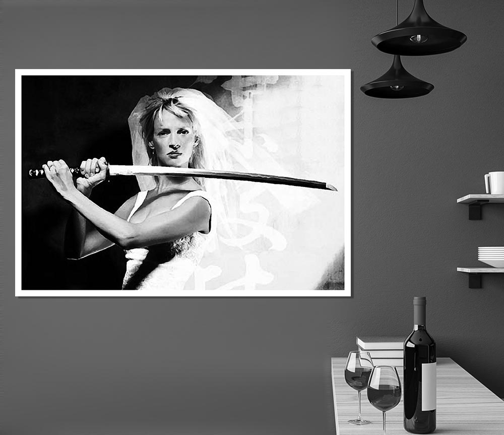 Kill Bill The Bride B N W Print Poster Wall Art