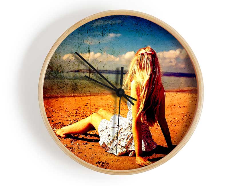 Old Beach Clock - Wallart-Direct UK