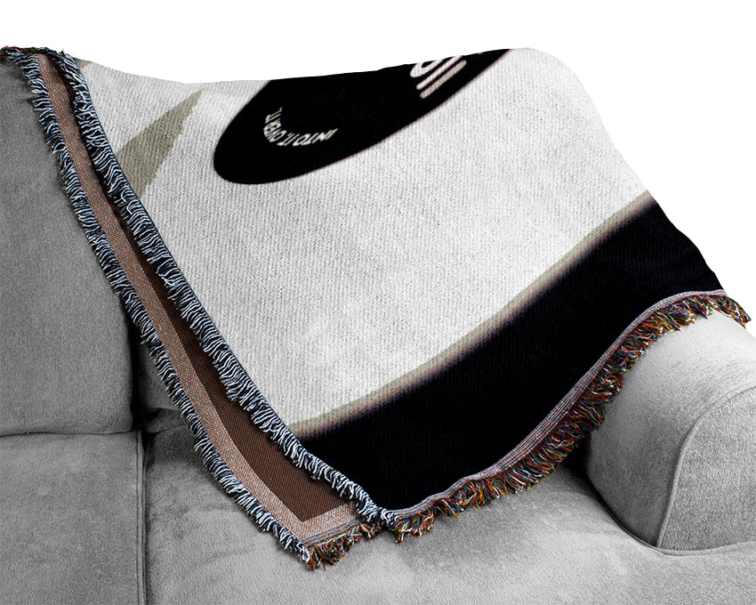 Vinyl Record Player Black And White Woven Blanket