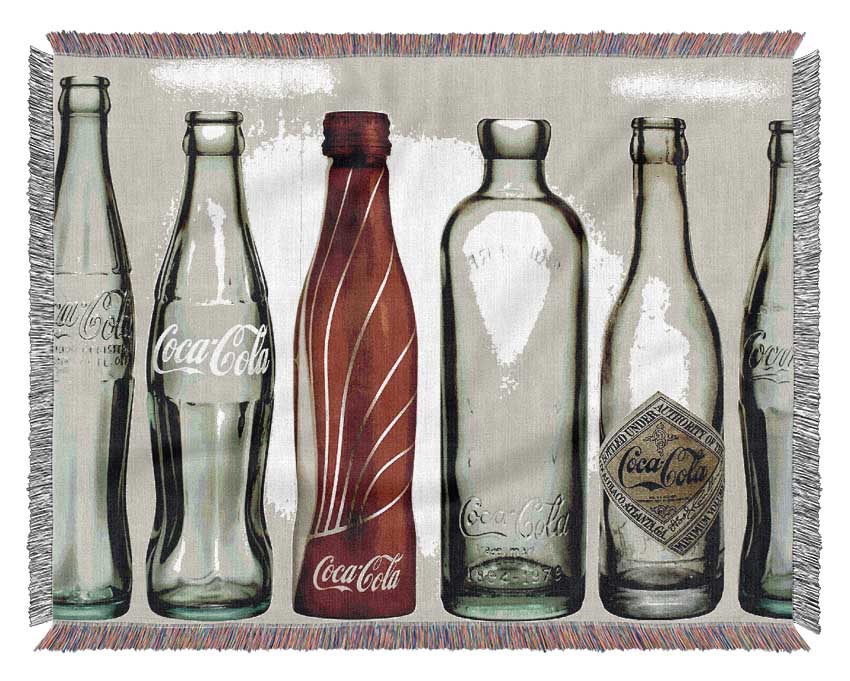 Old Coca Cola Bottles Woven Blanket