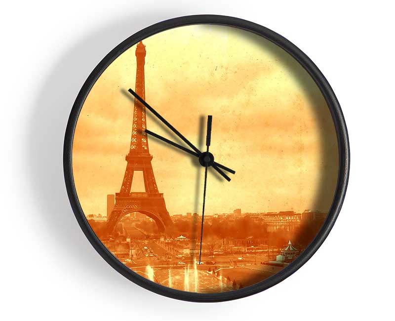 Old Image Of The Eiffel Tower Clock - Wallart-Direct UK