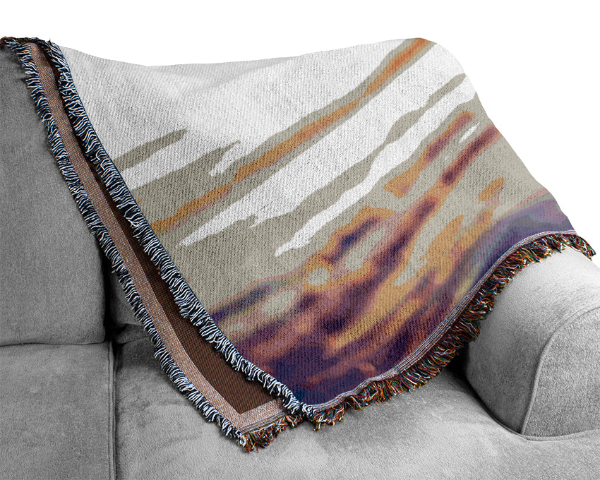 Rust Coloured Leaf Woven Blanket