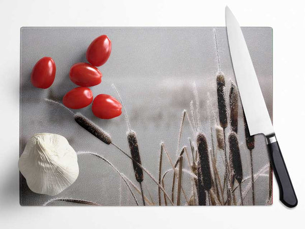 Frosted Cattails Glass Chopping Board