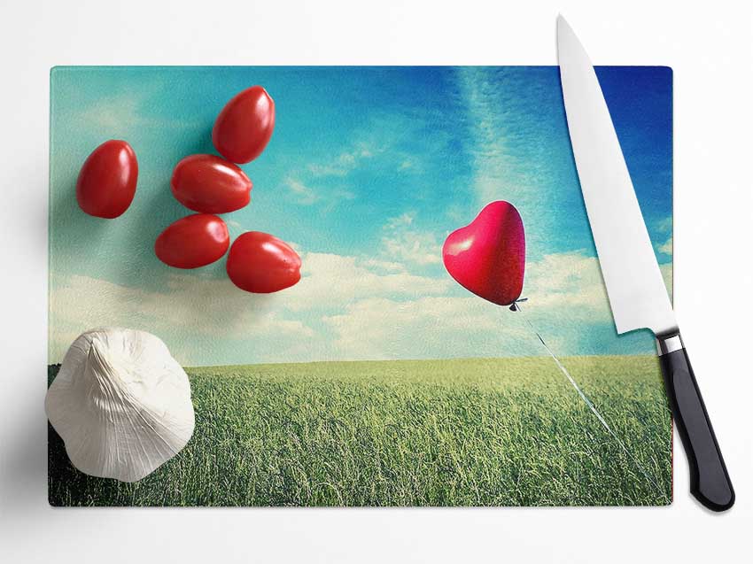 Alone Heart Flying Glass Chopping Board