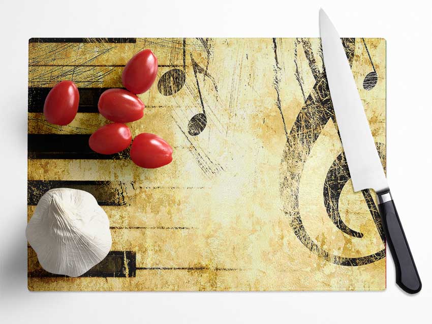 Old Music Score Background Glass Chopping Board