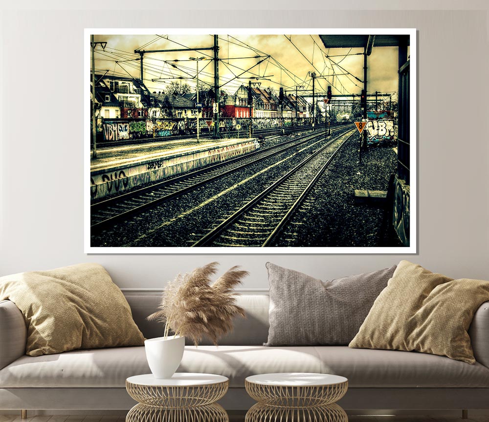 Train Station Vintage Print Poster Wall Art