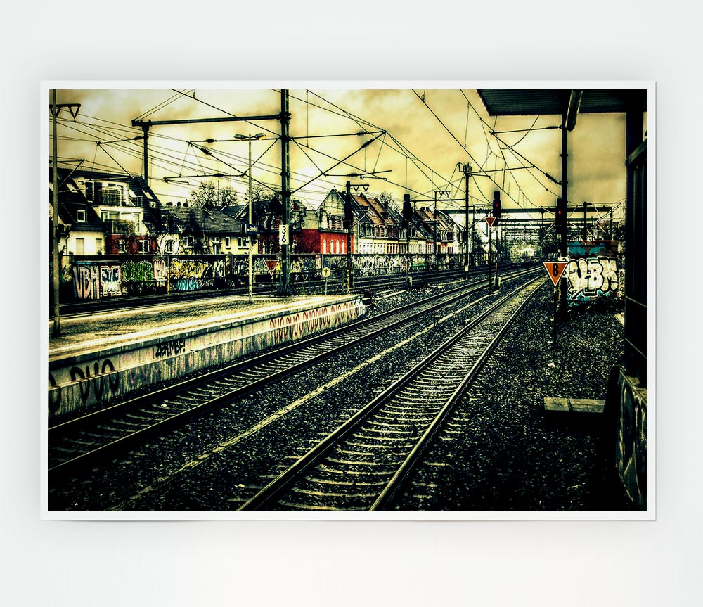 Train Station Vintage Print Poster Wall Art