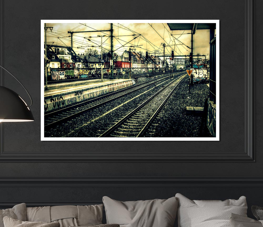 Train Station Vintage Print Poster Wall Art