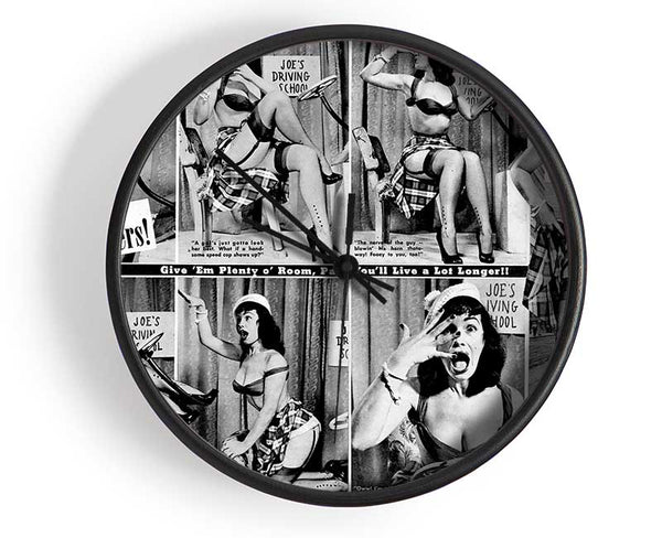 Bettie Page Driving Clock - Wallart-Direct UK