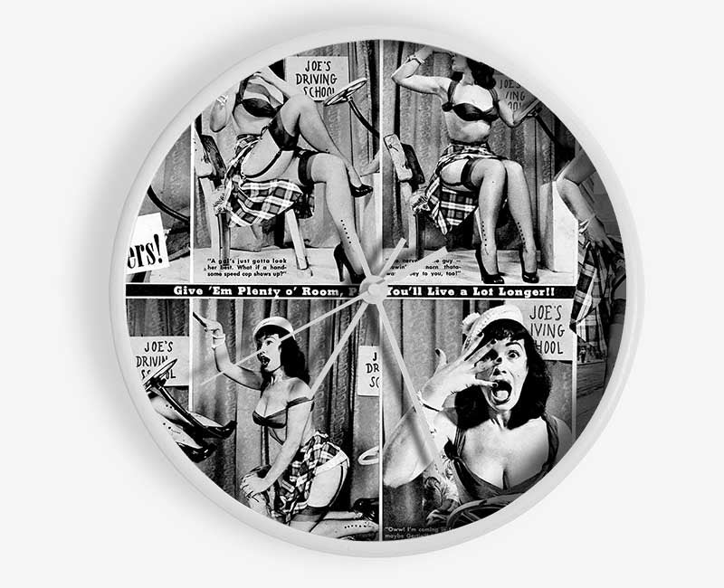 Bettie Page Driving Clock - Wallart-Direct UK