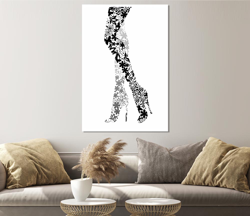 Flower Legs B N W Print Poster Wall Art