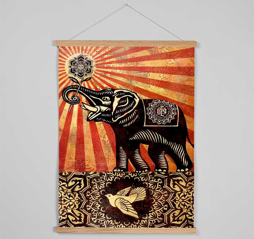 Elephant Sun Rays Hanging Poster - Wallart-Direct UK