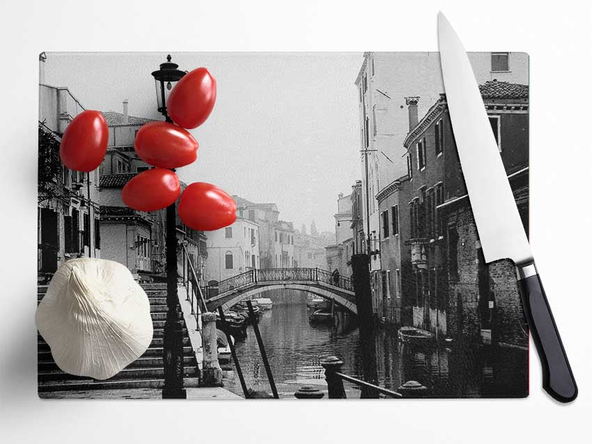 Venice Retro B n W Glass Chopping Board