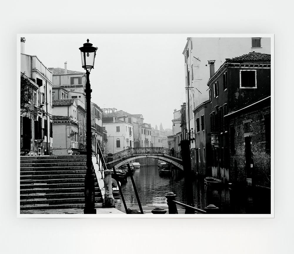 Venice Retro B N W Print Poster Wall Art