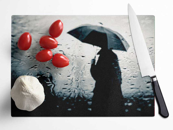 Rainy Day In The City Glass Chopping Board