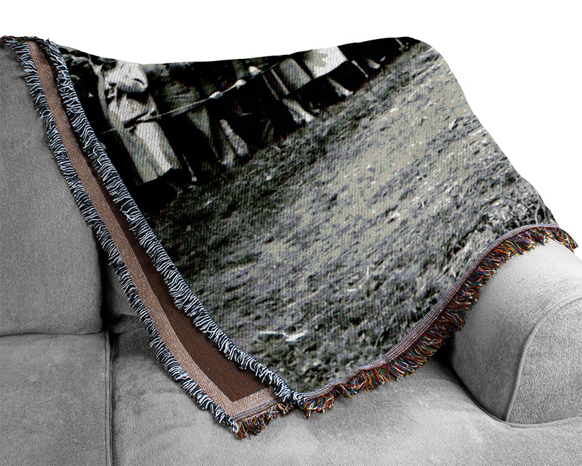 Vintage Motorcross Crowd Woven Blanket