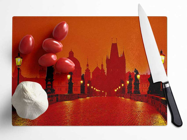 Stunning Venice Walks Orange Glass Chopping Board