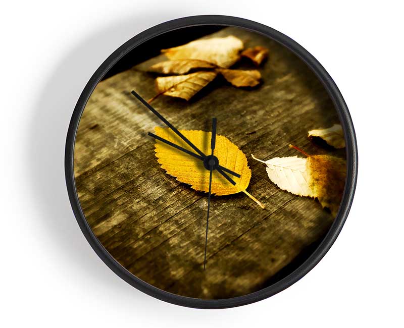 Autumn Leaves On The Deck Clock - Wallart-Direct UK