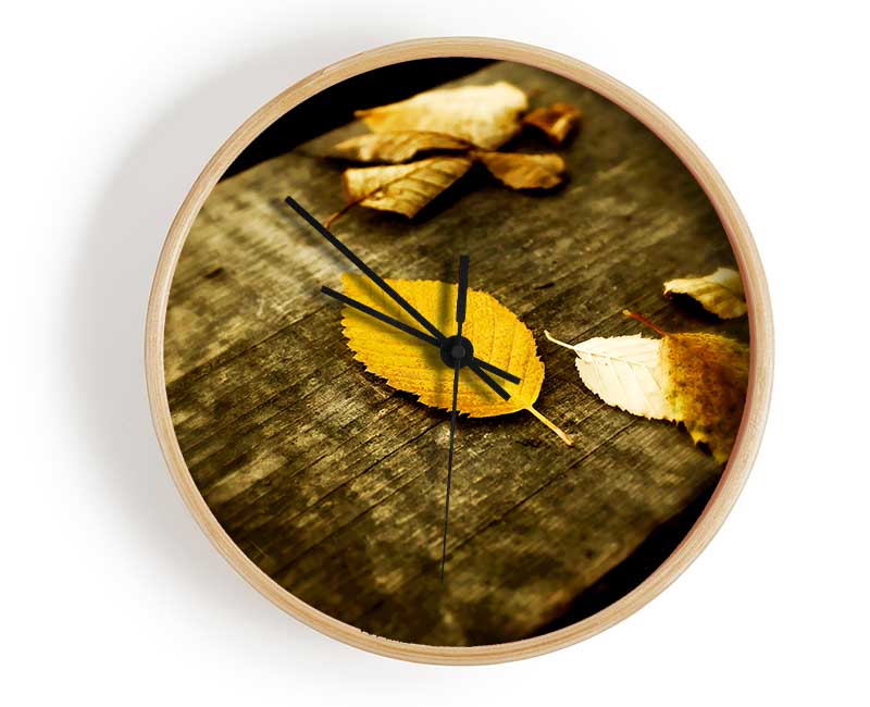 Autumn Leaves On The Deck Clock - Wallart-Direct UK