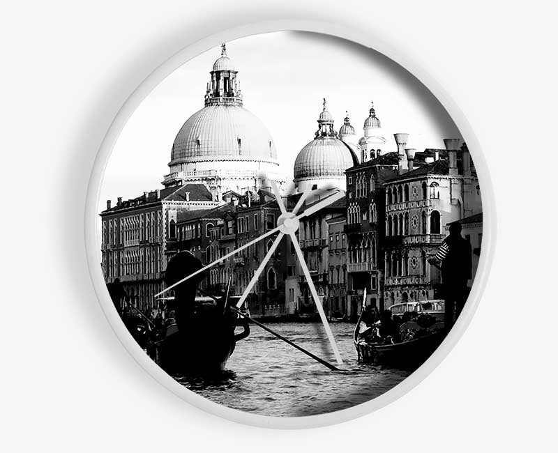 Venice Gondolas B n W Clock - Wallart-Direct UK