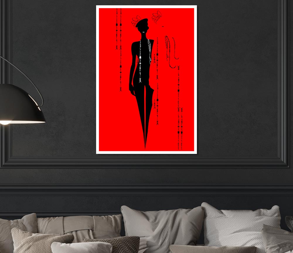 Diamond Female Red Print Poster Wall Art