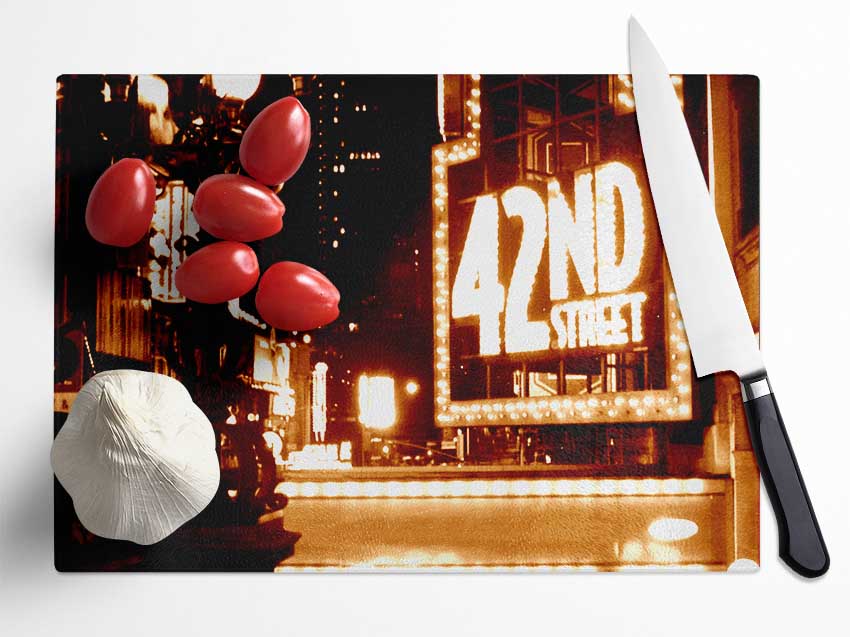 New York City 42Nd Street Glass Chopping Board