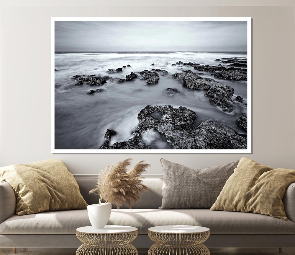 Black And White Sea Print Poster Wall Art