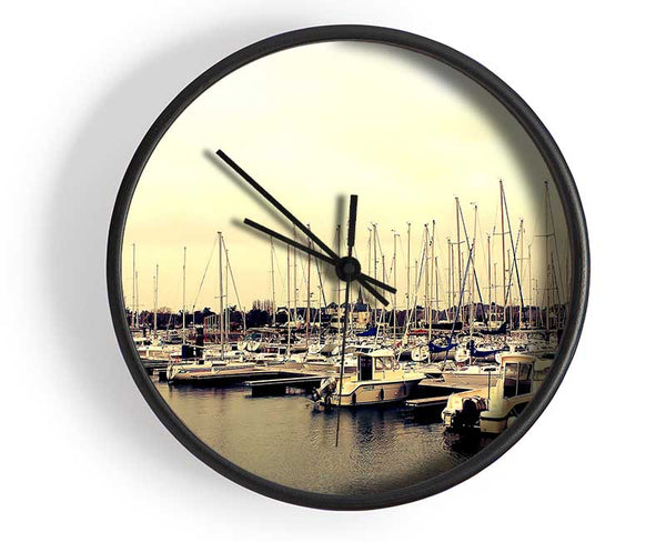 Boat Harbour Sunrise Clock - Wallart-Direct UK