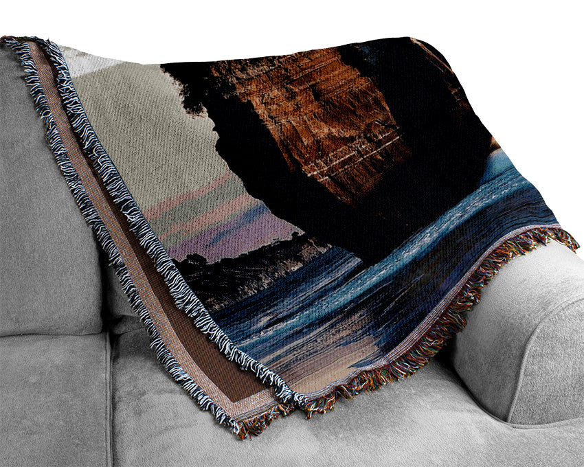 New Zealand Beach Mount Taranaki View Woven Blanket