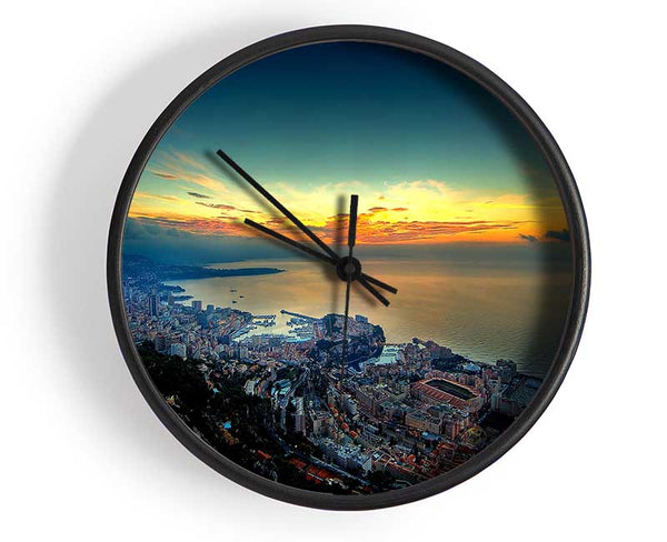 Monaco Aerial View Clock - Wallart-Direct UK