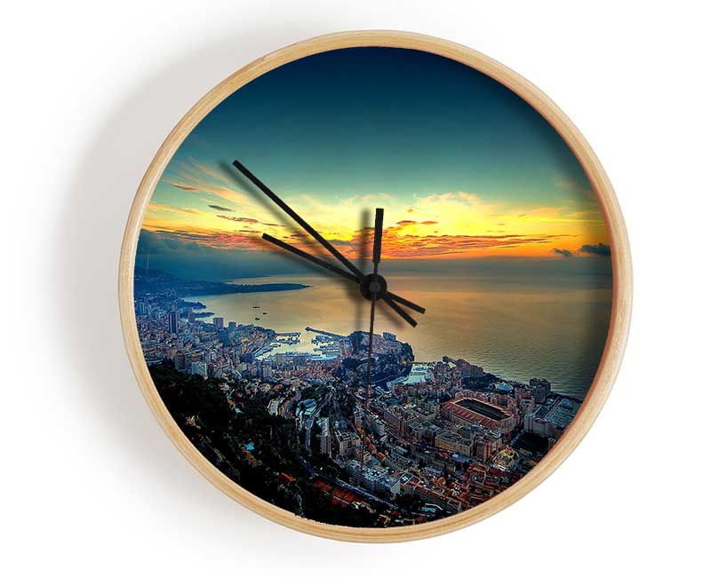 Monaco Aerial View Clock - Wallart-Direct UK