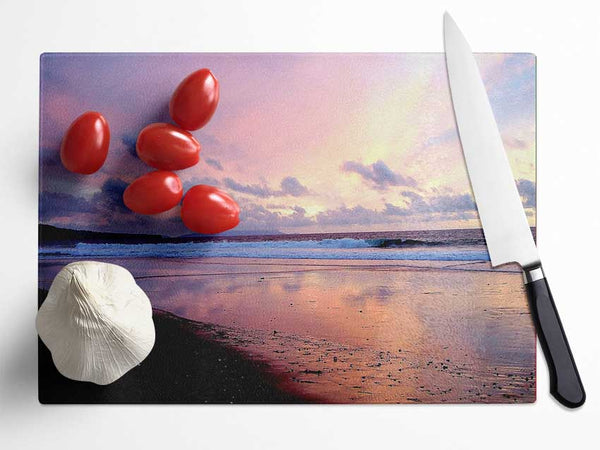 Beach At Dusk Glass Chopping Board