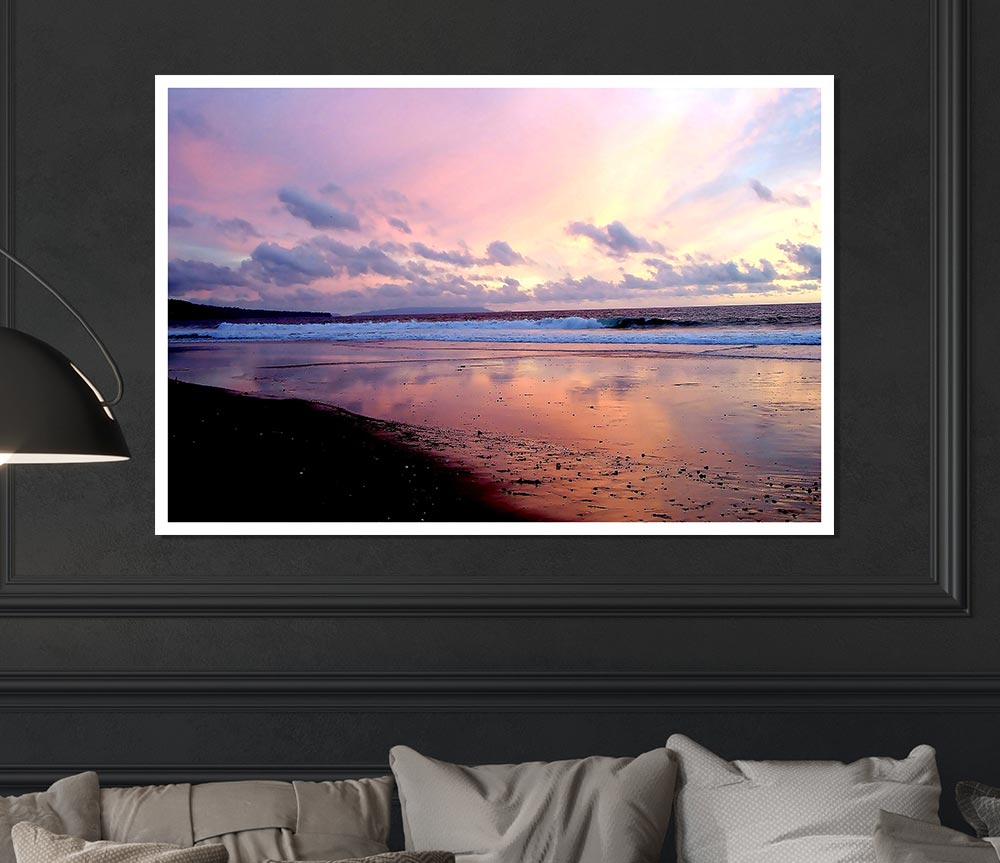 Beach At Dusk Print Poster Wall Art