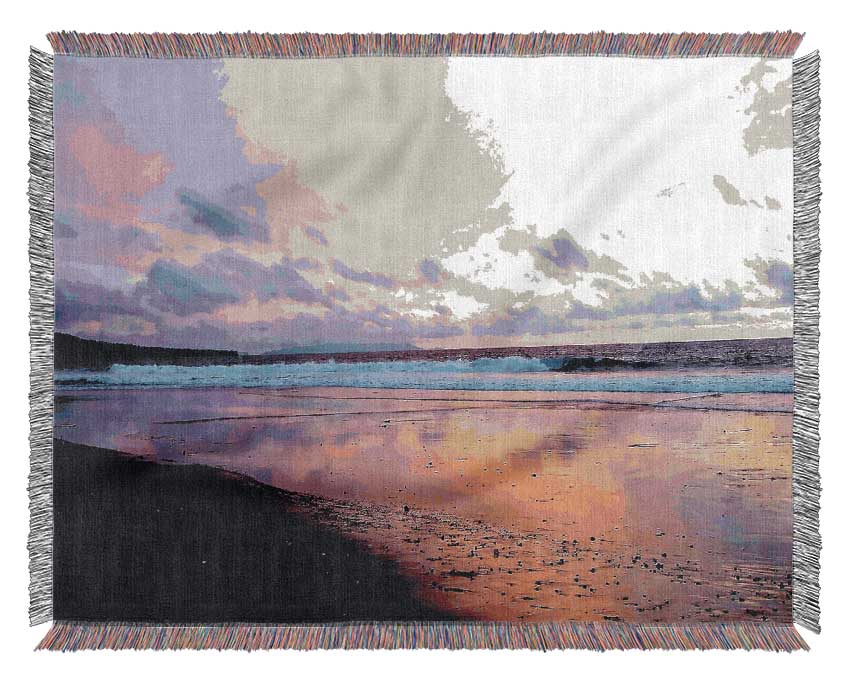 Beach At Dusk Woven Blanket