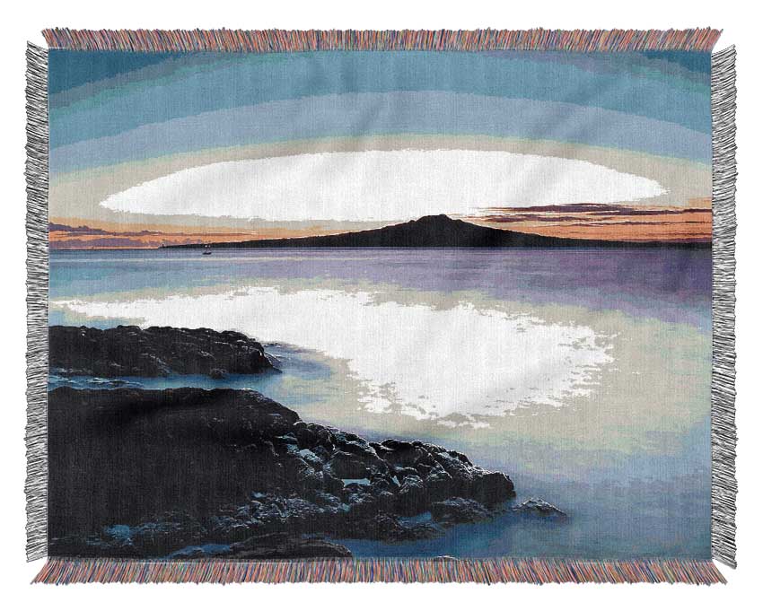 Misty Ocean At Dusk Woven Blanket