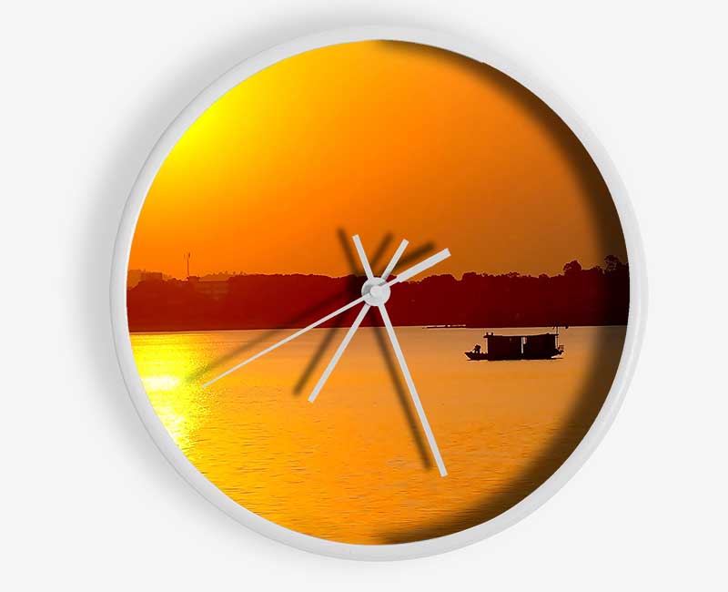 Beach Sunrise With The Fisherman Clock - Wallart-Direct UK