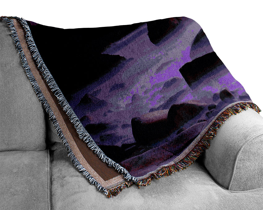 Dusk Cligga Point Cornwall England Woven Blanket